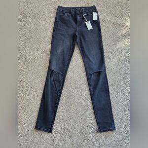 Good American Black Distressed Skinny Jeans